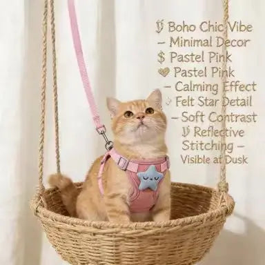 Escape-Proof Cat Harness & Leash: Star Accent, Adjustable Padded Design