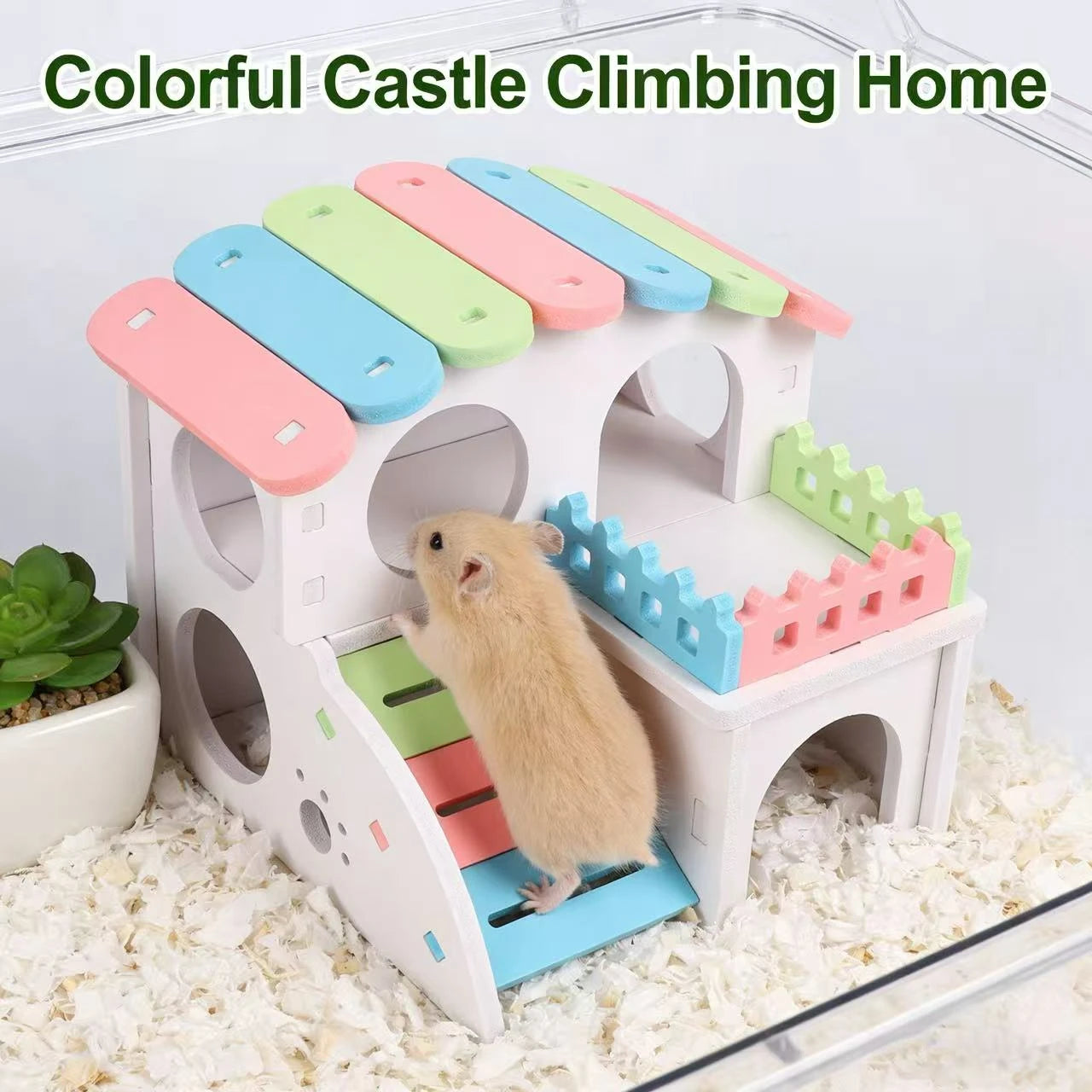 Hide & Play Hamster Nest for Hamsters - Multi-Level Slide Pastel Foam Multi-Entry