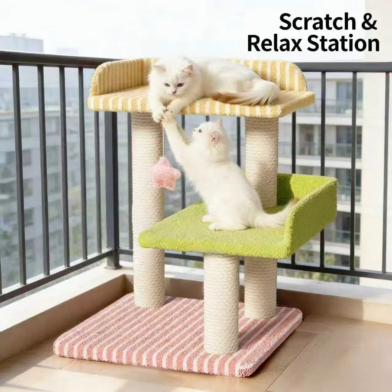 Multi-Functional Cat Tree: Scratching Posts, Multi-Level Design (Candy Color)