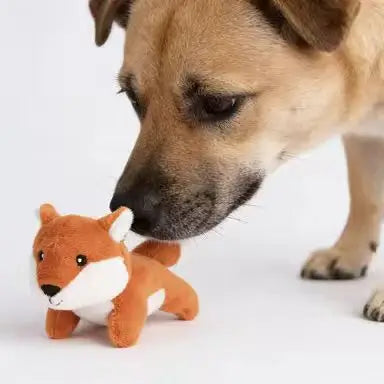 Interactive Play Plush Dog Toy: Fox Shape, Orange & White Soft Material