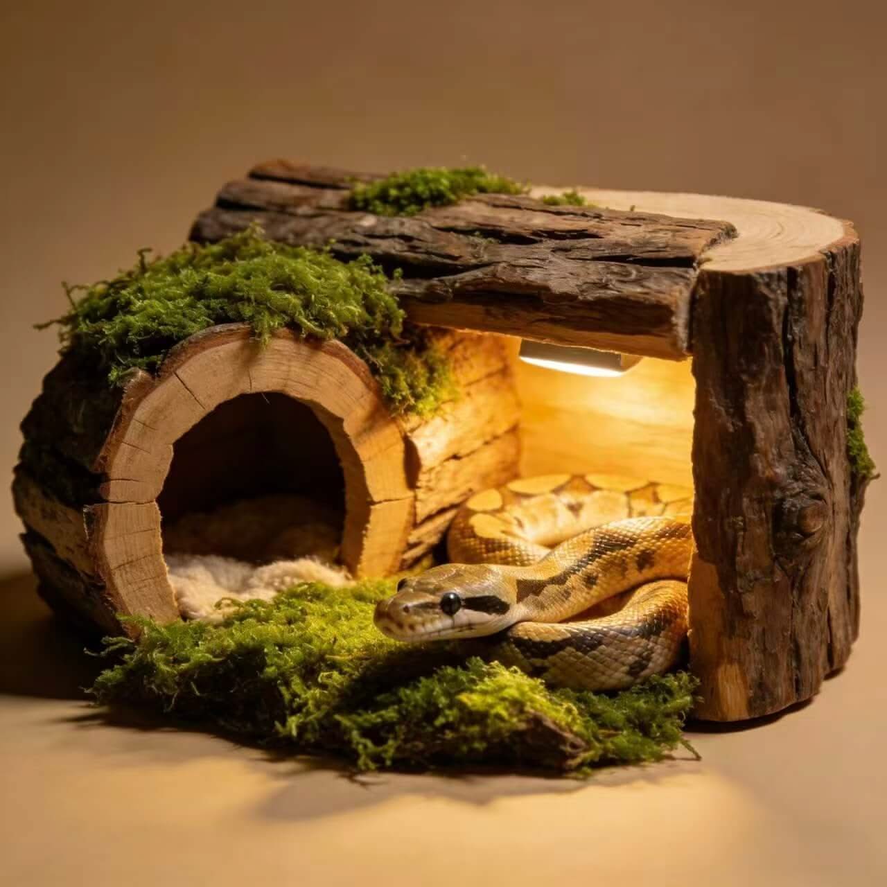 Heated Wood & Moss Snake Hide: Cozy Lining, Natural Habitat Design for Snakes