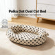 Polka Dot Oval Cat Bed , Cotton Tie Fasteners Machine Washable Black&White for Cats