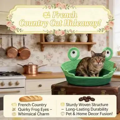 Frog-Shaped Cat Scratcher: Rest & Scratch, Cute Design, Crocheted Surface (Green)